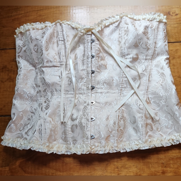 Laced Floral Print Corset Top Lace Up Back Shaping Womens Size 5XL - Picture 1 of 16